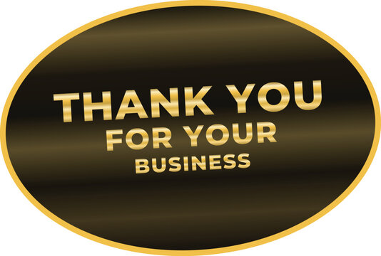 Gold metallic Thank You For Your oval rubber stamp with diamond pattern background, editable vector illustration