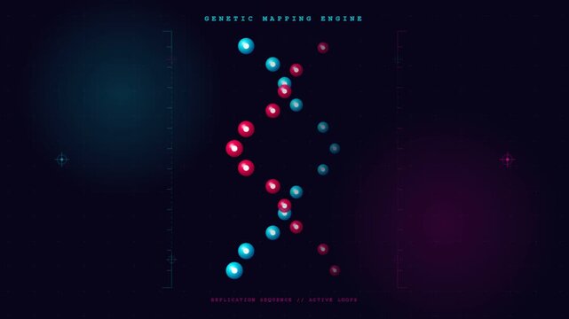 Digital animation of dna strand replication with glowing nodes
