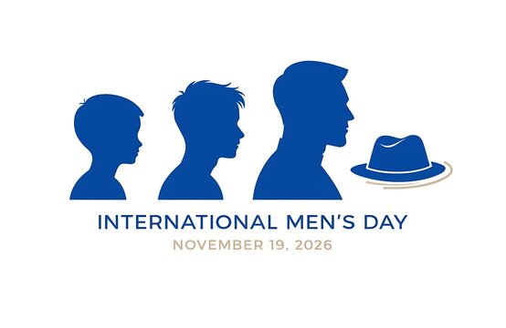 International men's day graphic with male profiles and a hat human rights role models masculinity illustration celebration awareness community maturation fatherhood solidarity equality