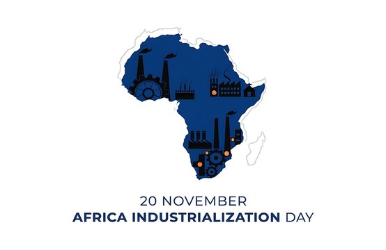 Africa industrialization day conceptual map filled with factory and industry icons manufacturing illustration development business production infrastructure