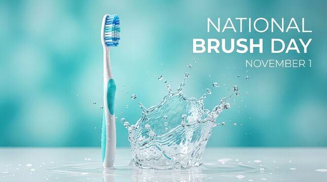 Electric toothbrush on national brush day background
