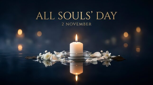 Candle floating on water for all souls' day