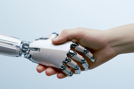 Conceptual Connection Between Human Hand and Robotic Hand Expressing Unity and Collaboration