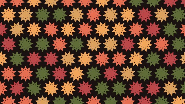 Colorful repeating star pattern in vibrant autumn colors