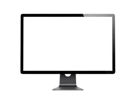 Modern desktop computer monitor with empty screen display isolated on transparent background