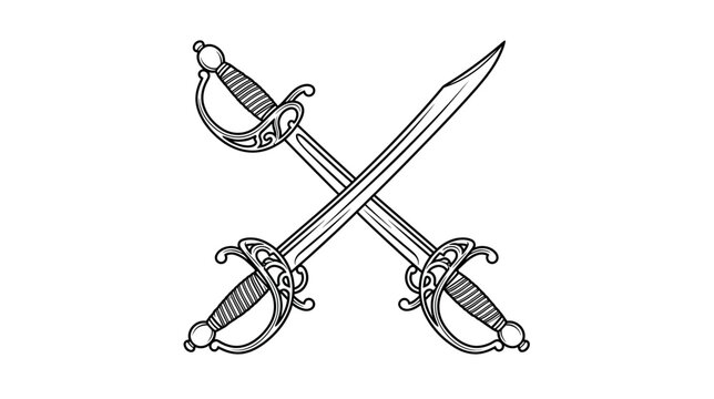 Ornate Crossed Swords Silhouette
