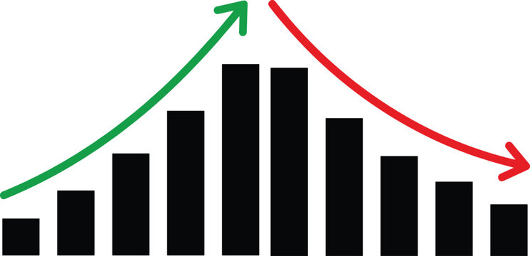 Business Growth and Decline Chart with Green and Red Arrows
