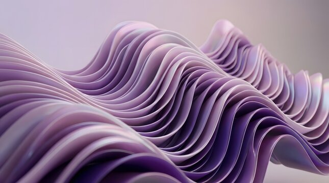 Abstract flowing purple 3d wave layers