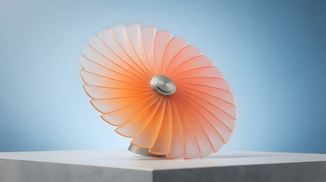 Modern abstract fanshaped sculpture isolated on white background