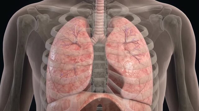 Human Respiratory System Breathing Animation with Lungs and Diaphragm &ndash; 3D Medical Visualization