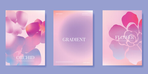 Plakat Orchid gradient poster background vector set. Minimalist poster summer and spring cover template. Ideal design for social media, banner, card, ads.