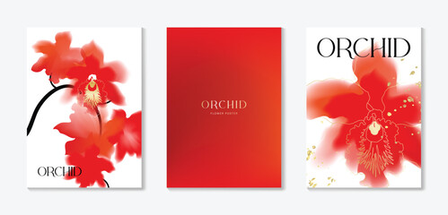 Fototapeta na wymiar Orchid gradient poster background vector set. Minimalist poster summer and spring cover template. Ideal design for social media, banner, card, ads.