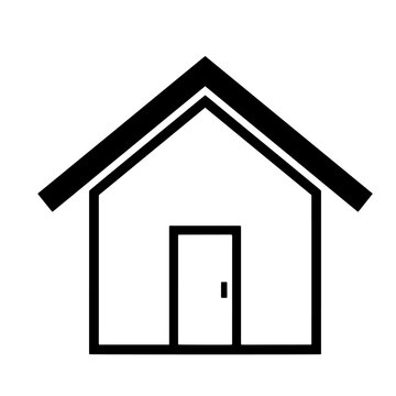 Minimalist house icon with front door for real estate and home design