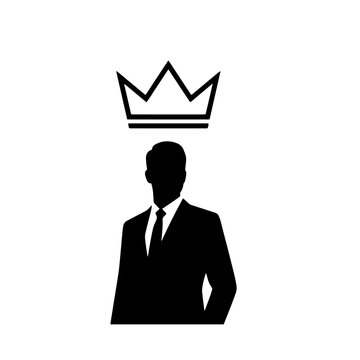 Minimalist crown silhouette man business professional vector icon