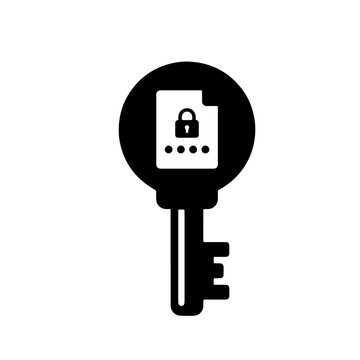 Digital security key icon with password protection symbol for cyber