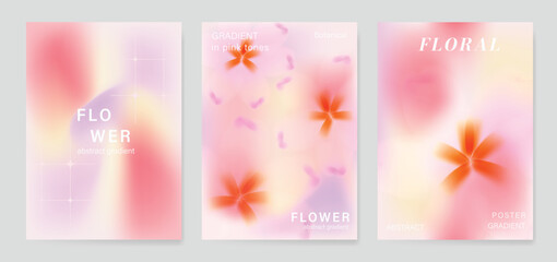 Orchid gradient poster background vector set. Minimalist poster summer and spring cover template. Ideal design for social media, banner, card, ads.
