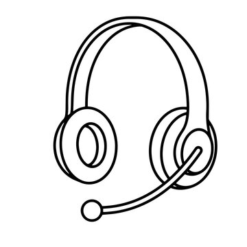 Minimalist headset icon for customer support and communication design