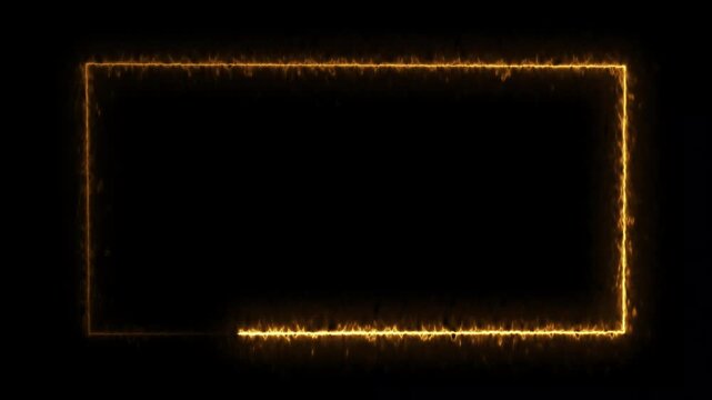 Glowing fiery rectangular border burning with bright orange flame