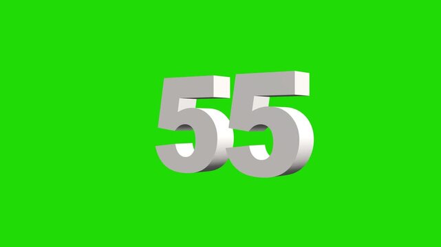 3D Number Counting from 1 to 100 Animation on Green Screen Background