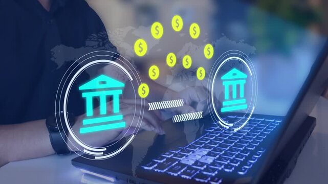 Bank transfers and financial transactions. Money transfers from different currencies internationally and currency exchange