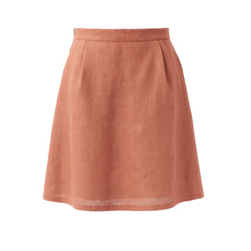 Pink linen skirt isolated on transparent background cutout garment