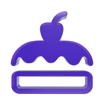 Purple three dimensional cherry pie icon isolated on white background for web design transparent background