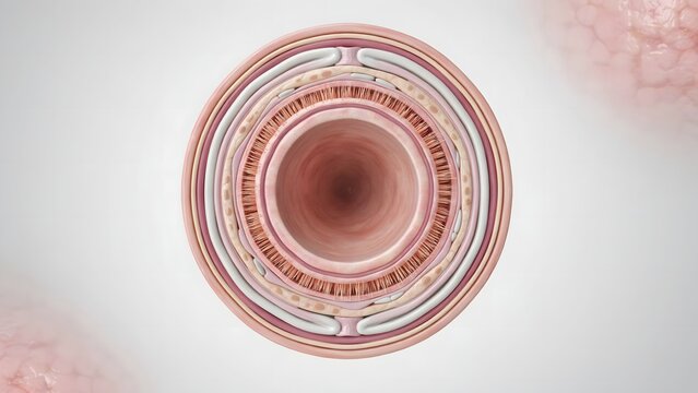 Cross section diagram showing anatomy of human small intestine