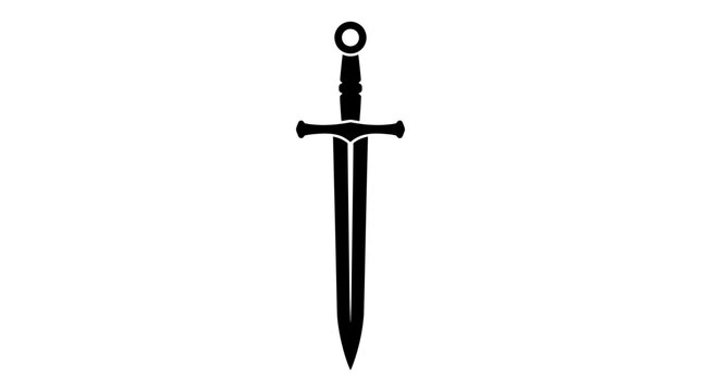 Isolated Black Silhouette of a Medieval Sword