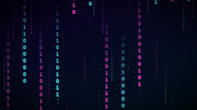 Digital Rain Binary Code Falling Background