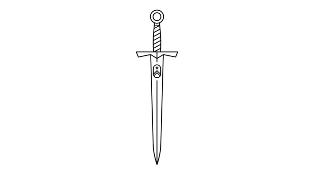 Isolated medieval sword illustration on transparent background