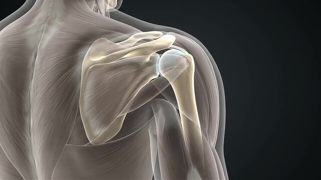 Human shoulder anatomy showing joint pain and muscle inflammation