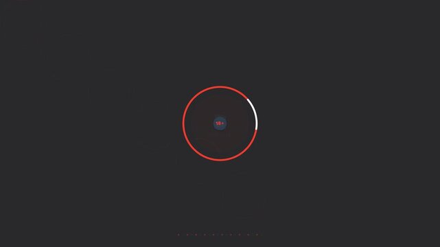 Age rating content warning motion graphic for video production showing PG R and 18 plus symbols in a seamless loop animation on alpha channel background