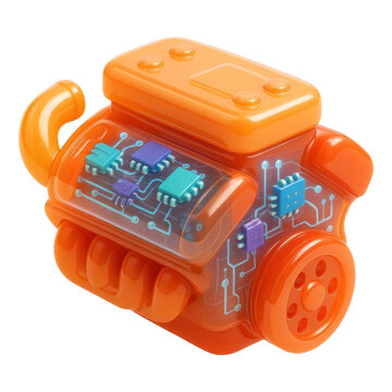 PNG Futuristic orange tech device