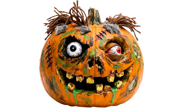 Creepy Frankenstein Jack o Lantern Zombie Halloween Pumpkin Isolated 