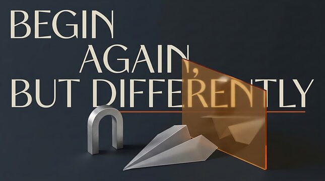 Inspirational typography design with begin again but differently
