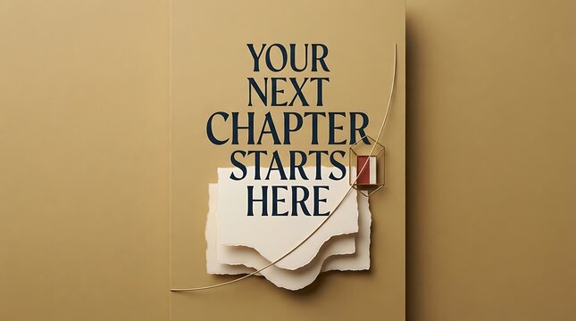 Your next chapter starts here typography design with layered paper