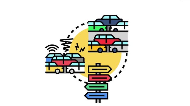 Vehicles illustrate good road behavior contrasting with chaotic situations. Emphasizing responsible conduct. Safe travel
