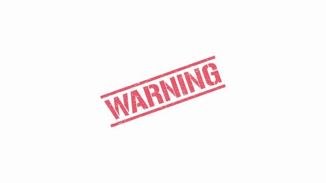 Red warning stamp with textured effect on a clean white background