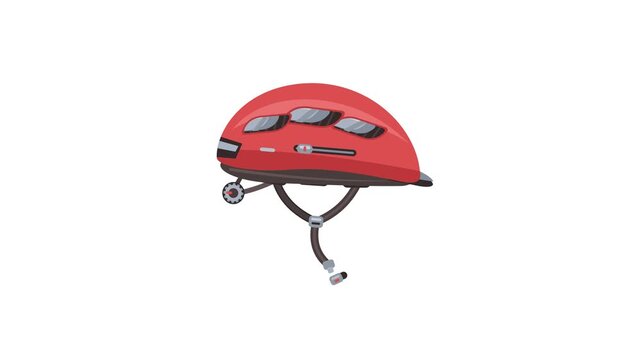 Safety cycle helmet rotates in a smooth flat design animation
