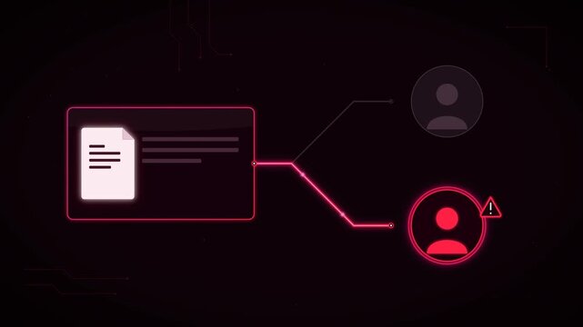Document Data Leak to Compromised User Profile with Warning Icon