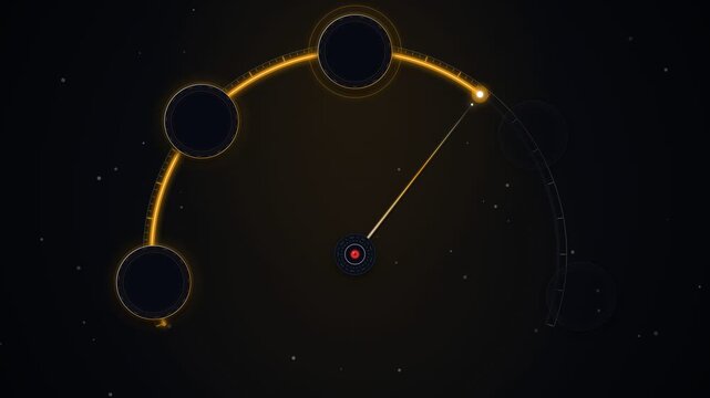 Animated Radial Gauge Infographic with Five Steps on Dark Background