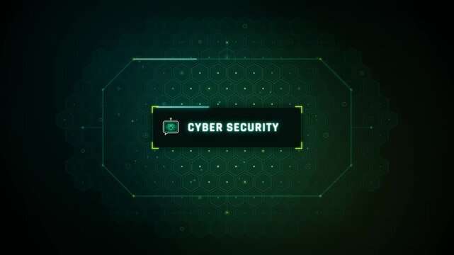 Glowing Cyber Security Badge with Animated Hexagonal Circuit Grid