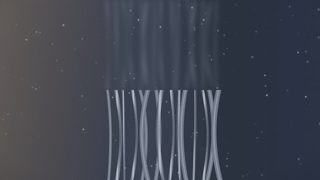 Silver coaxial cryostat wiring with condensation, side light loop 4K