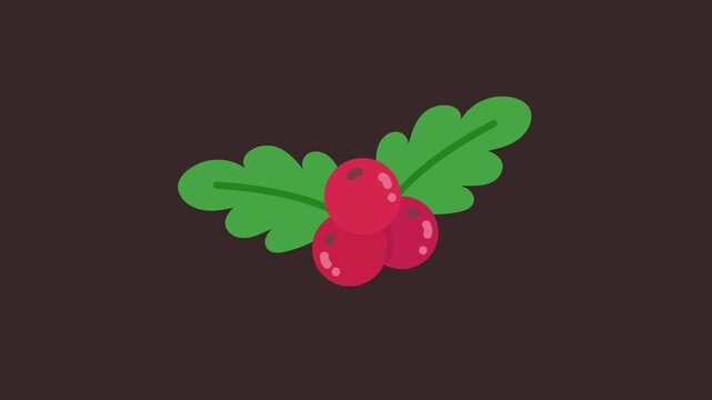 Minimalist illustration of vibrant red holly berries with green leaves, perfect for festive winter