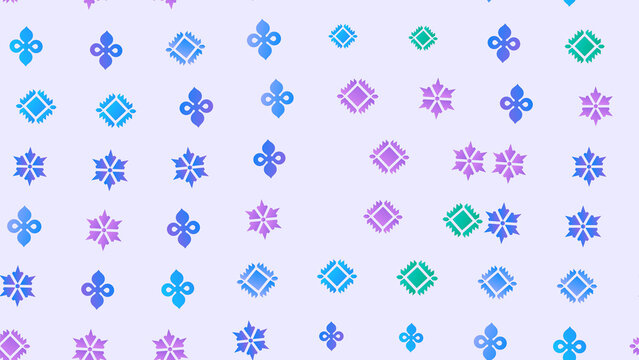 Seamless pattern of stylized floral and snowflake icons