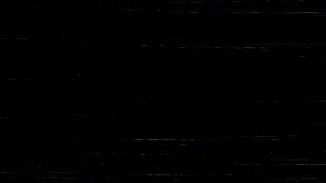 Retro television static with color split distortion on a black background