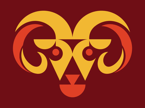 Abstract geometric ram head logo