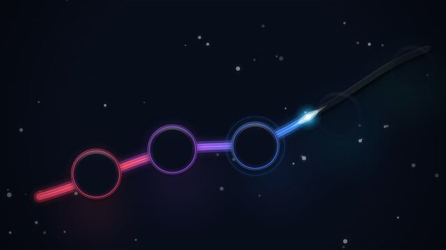 Curved Milestone Timeline Infographic with Five Glowing Steps