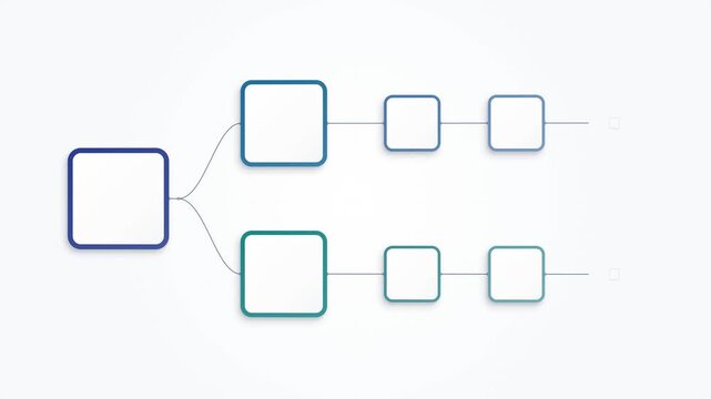 Flowchart Diagram with Dual Row Branches and Step Boxes