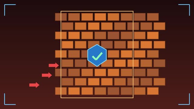 Digital firewall blocks incoming data packets within a network security system cybersecurity datapackets datastreams protection defense
